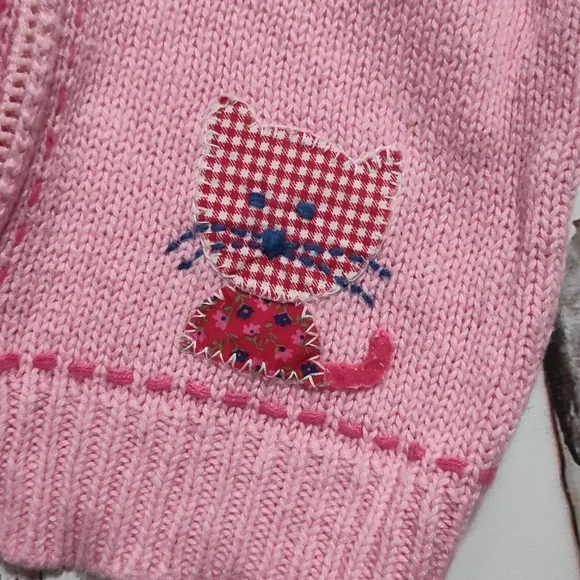 Y2K OshKosh B'gosh A For Apple Pink Knit Toddler Sweater 3pc Set 12/18m - Picture 9 of 11